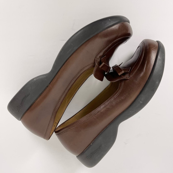 Dankso Danielle Womens EU 40 US 9.5 Brown Leather Loafers Bow Slip On Round Toe - Picture 7 of 10